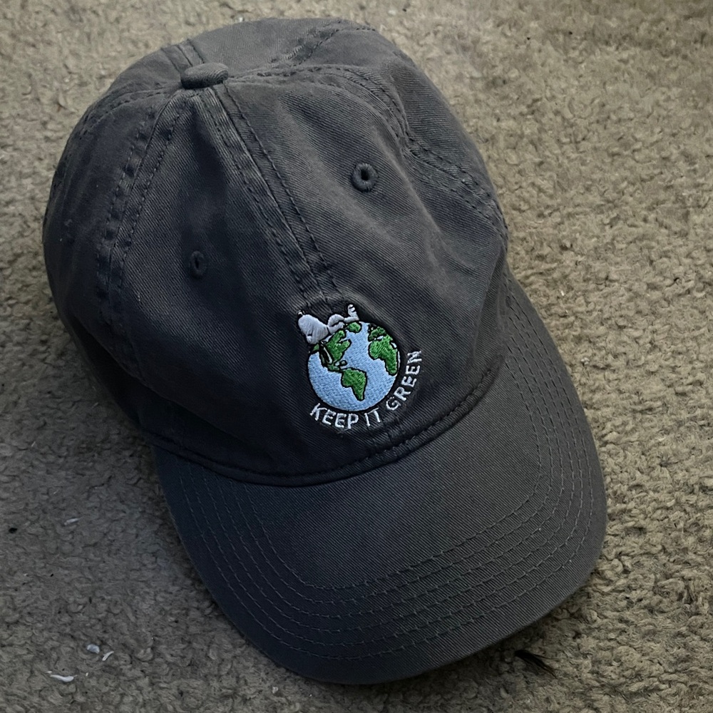 Gray Cap with Earth Embroidery